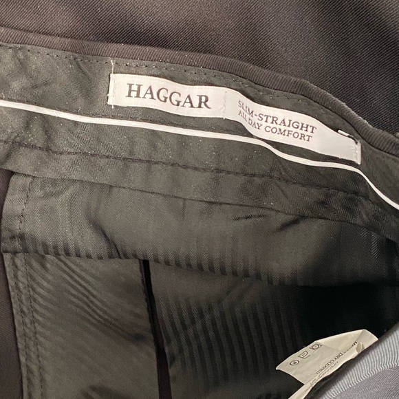 HAGGAR SLIM STRAIGHT ALL DAY COMFORT BLACK DRESS PANTS 34x30 - Picture 3 of 5